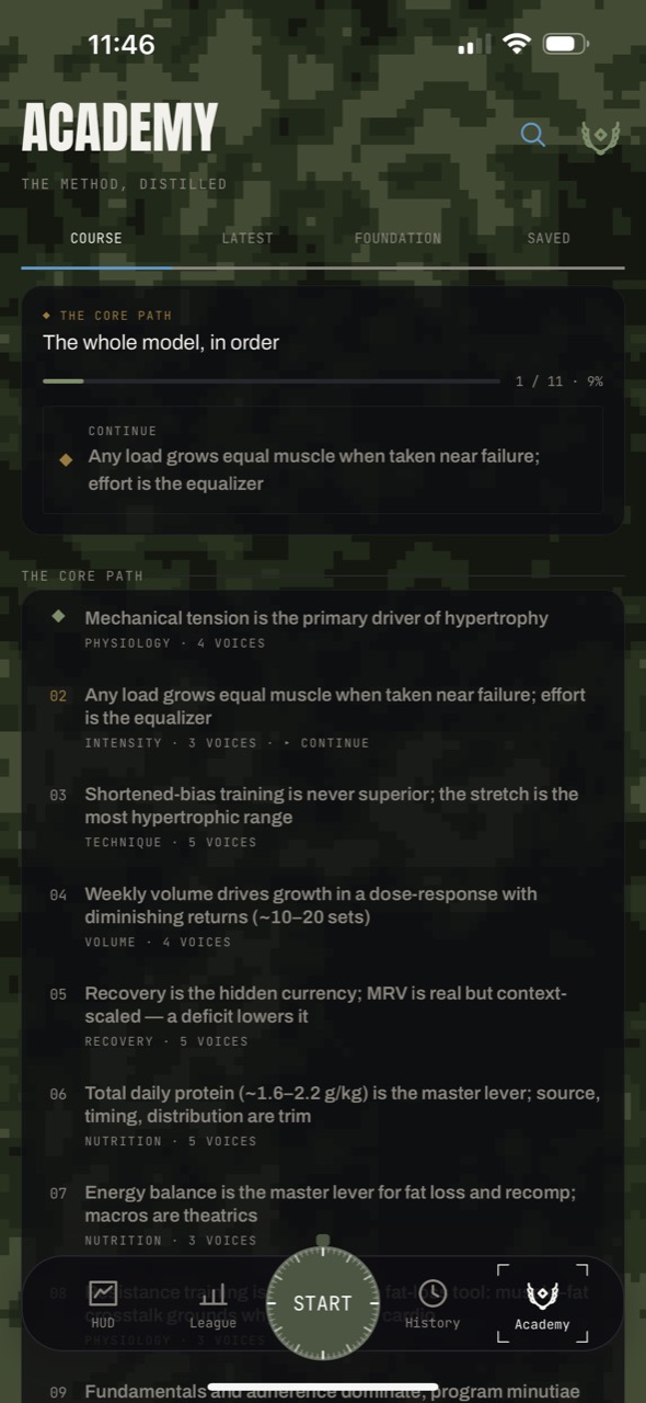 Ascend Academy course page with evidence-led training lessons